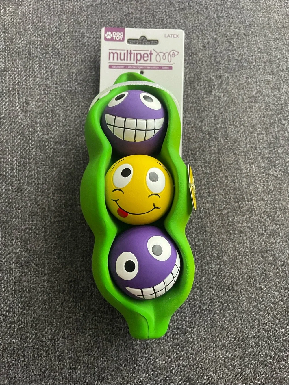 Multiple Green Peapod with 3 Squeaky Balls Dog Toy